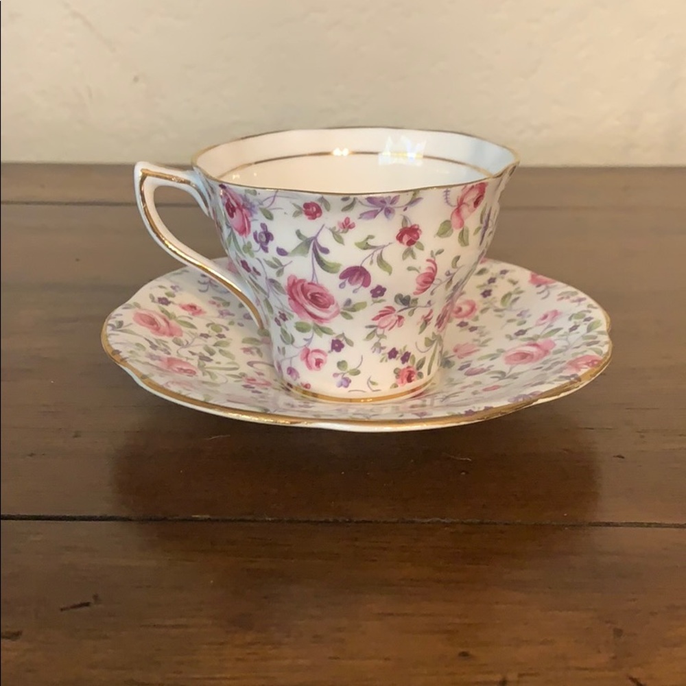 Vintage Rosina Pink Roses Cup and Saucer Set